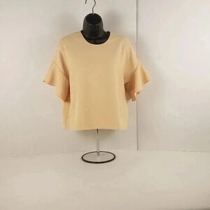 Zara Cream Short Sleeve Ruffle Blouse